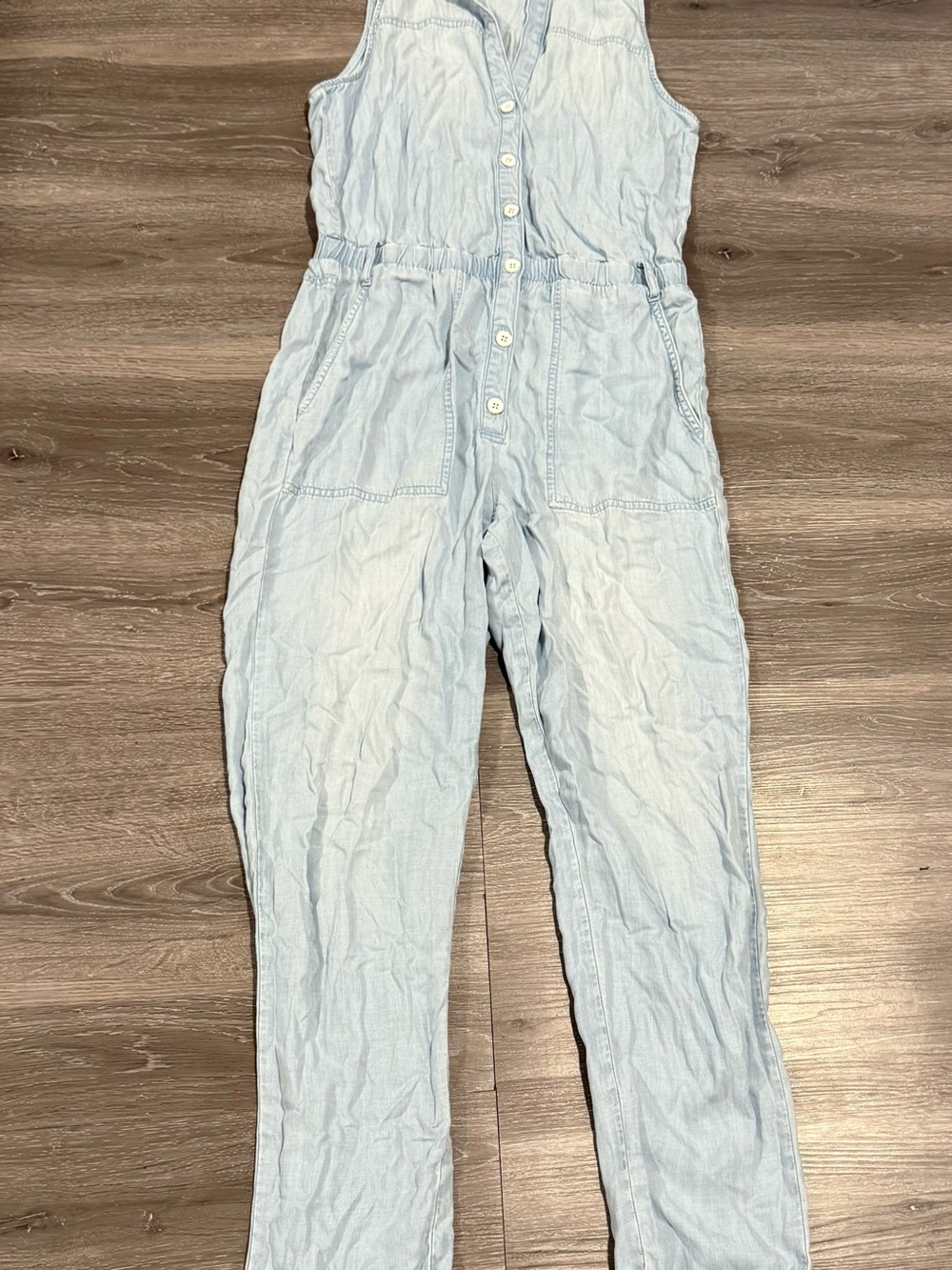 Bella Dahl Light Blue Sleeveless Button-Front Jumpsuit